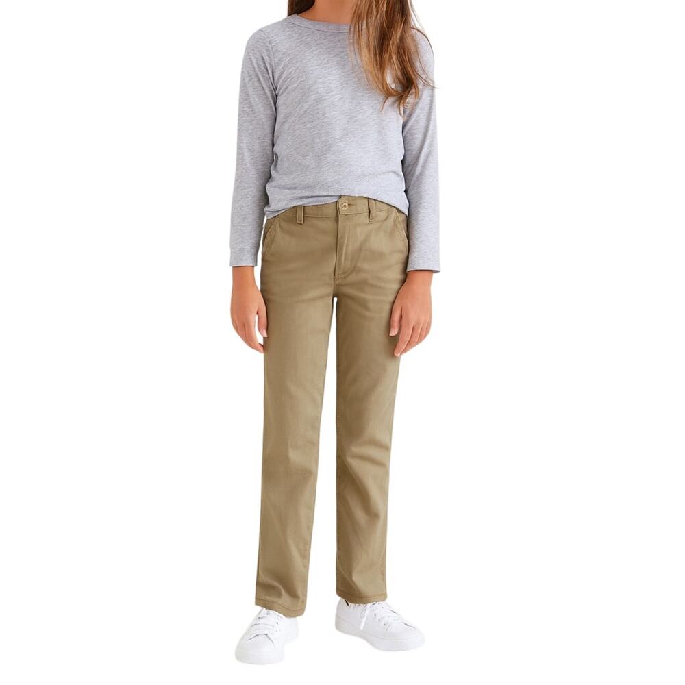 GAP Girls Medium 10/12  Straight Fit Stretch Khaki Pants Adjustable Waist